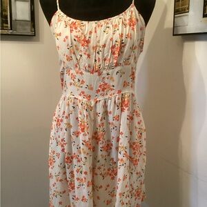 Ci Sono Cream Sundress with Coral Floral Print